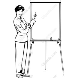 Professional Woman with Flip Chart Drawing