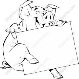 Charming Cartoon Pig Holding a Blank Sign