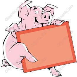 Playful Pig with Blank Sign