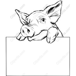 Playful Pig with Blank Sign