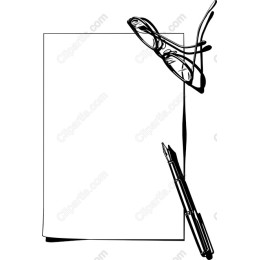 Blank Paper with Glasses and Fountain Pen
