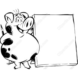 Cheerful Pig with Blank Canvas