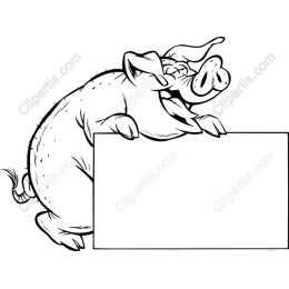 Happy Pig Character with Customizable Banner