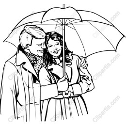 Romantic Couple Under Umbrella