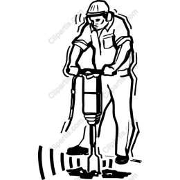 Dynamic Construction Worker with Jackhammer