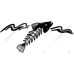 Stylized Fish Skeleton with Waves