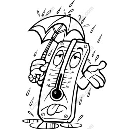 Playful Cartoon Thermometer with Umbrella