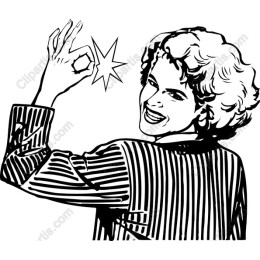 Joyful Retro Woman OK Gesture