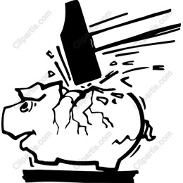 Breaking the Bank - Hammer Hitting Piggy Bank