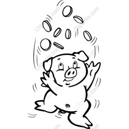 Cheerful Pig Juggling Coins