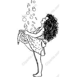 Joyful Girl Playing with Bubbles