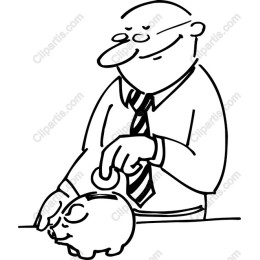 Cheerful Businessman Piggy Bank