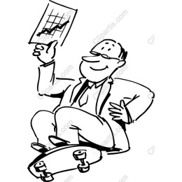 Cheerful Businessman on Skateboard