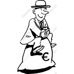 Cheerful Businessman with Money Bag
