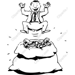 Joyful Businessman Jumping Over Money Sack