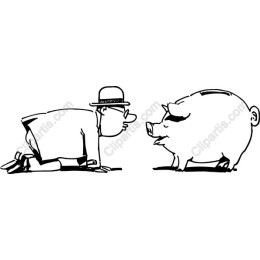 Playful Man and Piggy Bank