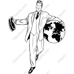 Confident Businessman with Globe