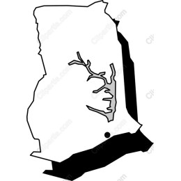 Ghana Map - Black and White