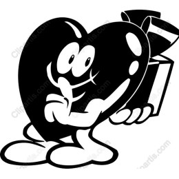 Whimsical Heart Character with Gift
