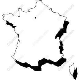 France Map - Simplified Black and White