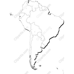 South America Black and White Outline Map