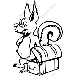 Cartoon Squirrel with Treasure Chest