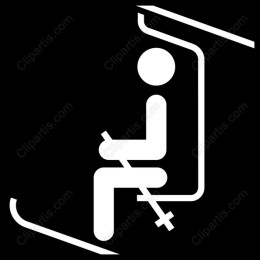 Seated Skier on Ski Lift