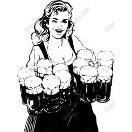 Vintage Barmaid Beer Serving