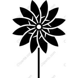 Stylized Black Pinwheel Flower