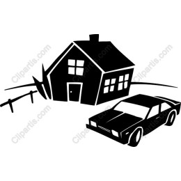 Classic Car and House