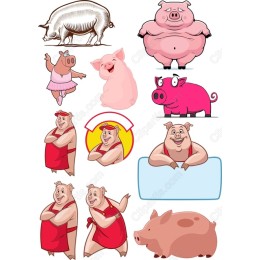 Whimsical Pig Character Set