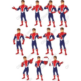 Vibrant Multi-Pose Superhero