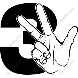 Peace Sign with Number Three