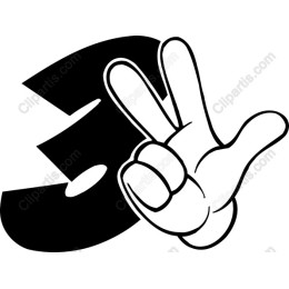 Victory Hand with Modern Number 3