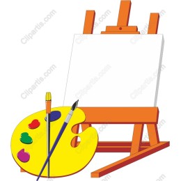 Colorful Artist's Easel and Palette