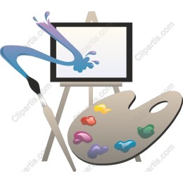 Vibrant Painter's Palette and Easel