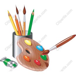 Vibrant Artist Palette & Brushes