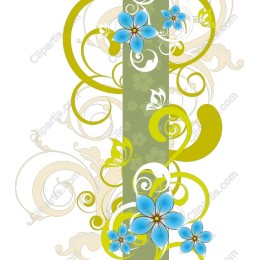 Elegant Floral with Swirls and Blue Flowers