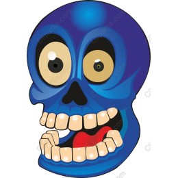 Blue Cartoon Skull