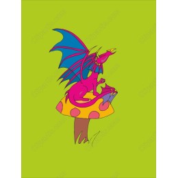 Vibrant Dragon on Mushroom
