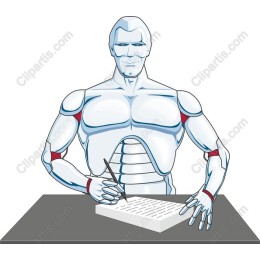 Futuristic Humanoid Robot Writing