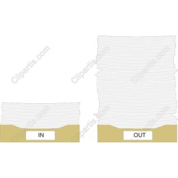 Stylized 'IN' and 'OUT' Paper Stack