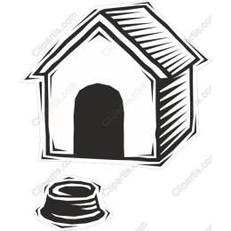 Hand-Drawn Pet House and Bowl