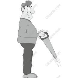 Whimsical Carpenter with Handsaw