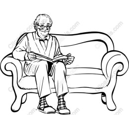 Elderly Man Reading on Sofa
