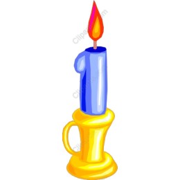 Bright Blue Candle in Yellow Holder
