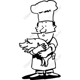 Cheerful Chef with Piglet