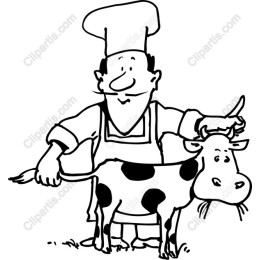 Chef and Cow Playful