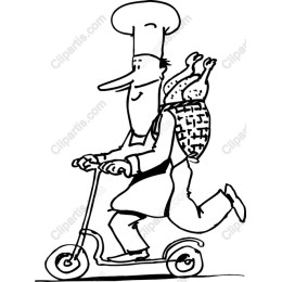 Whimsical Chef on Scooter
