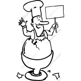 Cheerful Chef Emerges from Eggshell